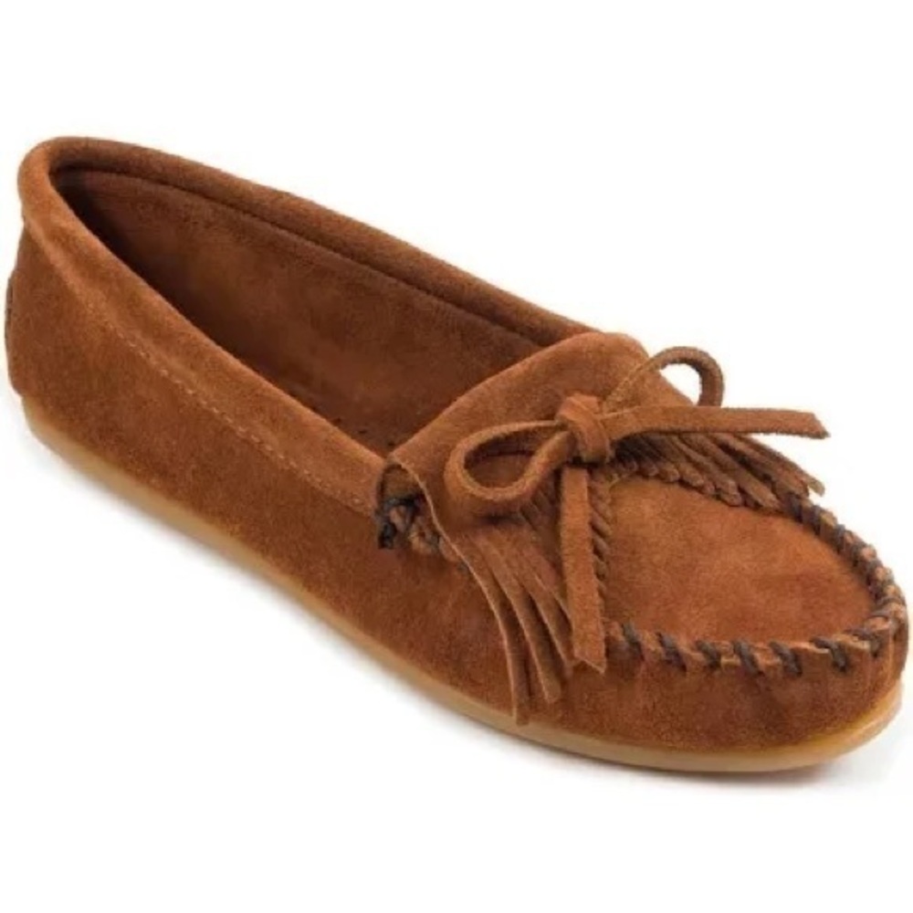Minnetonka Kilty Leather Suede Moccasins Size 6